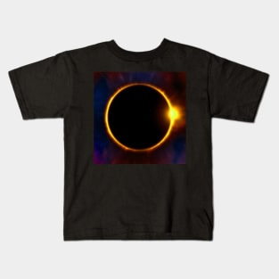 Cool black with eclipse graphic art design. Perfect for those interested in the moon cycles, sun and stars Kids T-Shirt